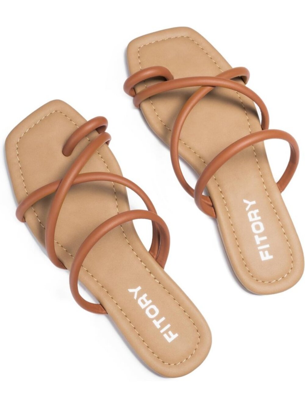 Women's Brown Summer Flat Toe Ring Thong Open Toe Cross Strap Fashion Shoes
